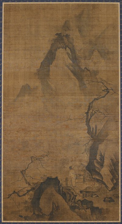 Paisagem: montanha e água, uma figura debaixo de uma ameixeira, séc. XVI-início do séc. XVII. de Unbekannt