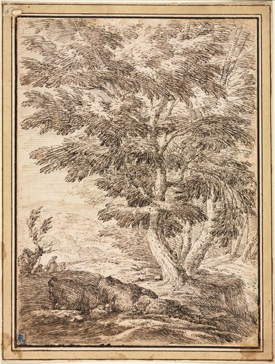 Paisagem com grupo de árvores, século XVII. de Unbekannt