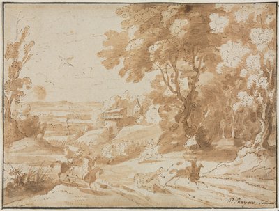 Paisagem com cavaleiros, 1600s. de Unbekannt