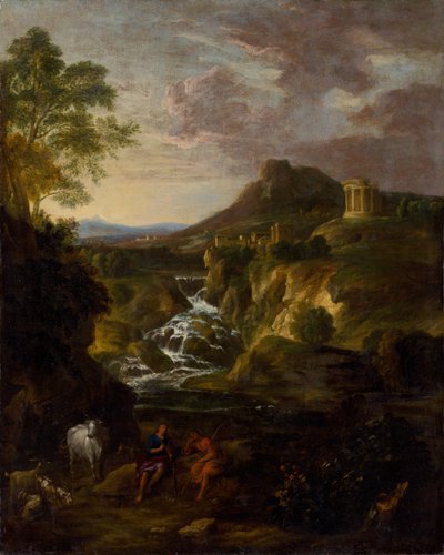 Paisagem com as cascatas de Tivoli de Unbekannt