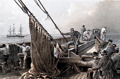 Colocando o cabo telegráfico transatlântico, 1865 1866 de Unbekannt