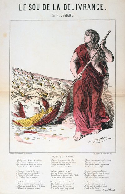 Caricatura de Sou de la Delivrance e partitura, Guerra Franco-Prussiana, 1870-1871 de Unbekannt