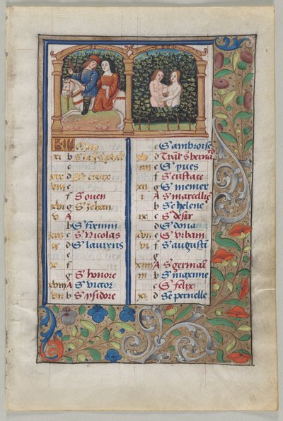 Folha de um livro de horas: página do calendário de maio, c. 1510 de Unbekannt