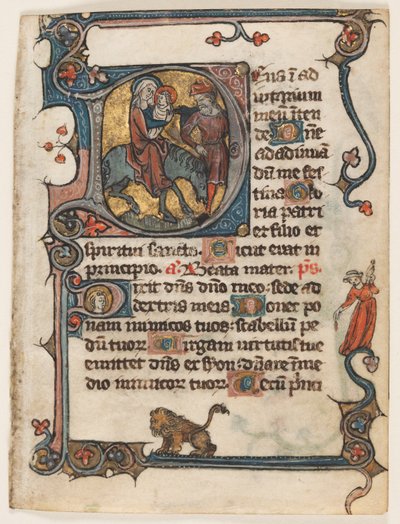 Folha de um livro de horas: Inicial D: Voo para o Egito 2 de 2 folhas excisadas, início dos anos 1300. de Unbekannt
