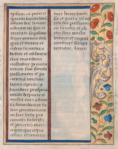 Folha de um livro de horas: Texto com borda ilustrada verso, c. 1510 de Unbekannt