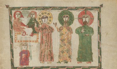 Folha de um livro do evangelho com quatro evangelistas em pé, 1290-1330. de Unbekannt