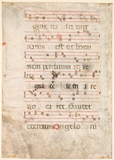 Folha de um Antifonário: Verso da música, início dos anos 1300. de Unbekannt