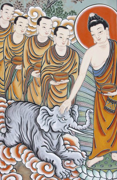 Vida de Buda Domando um elefante, Seul, Coree du Sud de Unbekannt
