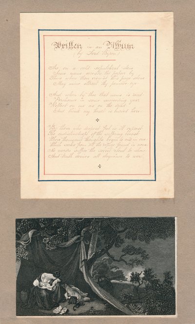 Linhas escritas em um álbum, em Malta, c1812. de Unbekannt