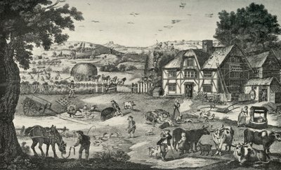 Atividade animada em uma fazenda do século XVIII, 1938 de Unbekannt