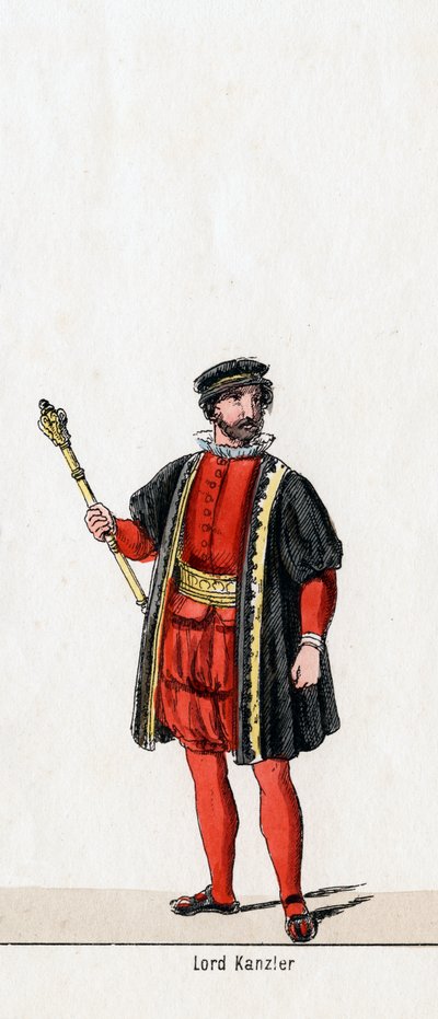 Lord Chancellor, figurino para a peça de Shakespeares, Henrique VIII, século XIX de Unbekannt
