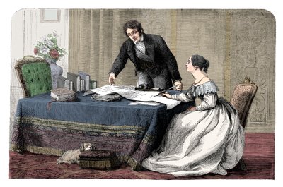 Lord Melbourne 1779-1848 instruindo uma jovem rainha Victoria 1819-1901, 1837 c1895 de Unbekannt