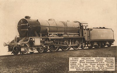Lord Nelson, Estrada de ferro do sul, c1930. de Unbekannt