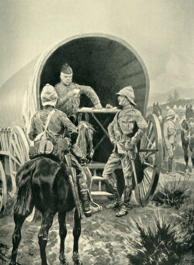 Lord Roberts Writing Despatches no vagão de transporte em que dormia, 1901. de Unbekannt