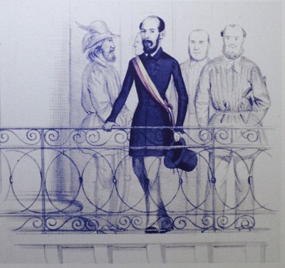 Lorenzo Brentano na varanda do Rathaus em Karlsruhe de Unbekannt