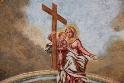 Afresco da Igreja do Loreto: Maria, Jesus e a cruz Praga República Checa de Unbekannt
