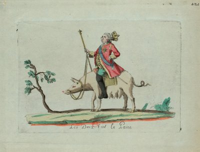 Louis monta um porco, 1791. de Unbekannt