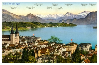 Lucerna e os Alpes, Suíça, século XX de Unbekannt