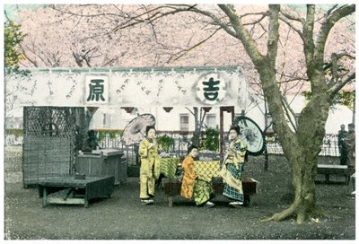 Almoço em um parque público, Japão, 1904 de Unbekannt