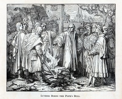 Lutero queima o touro dos papas, 1882 de Unbekannt