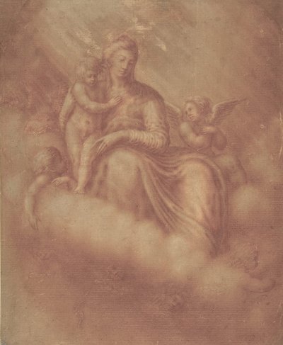 Madonna e criança entre as nuvens, século 16. de Unbekannt