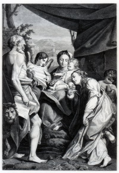 Madonna e criança com São Jerônimo e Maria Madalena O dia, 1525-1528 1870 de Unbekannt