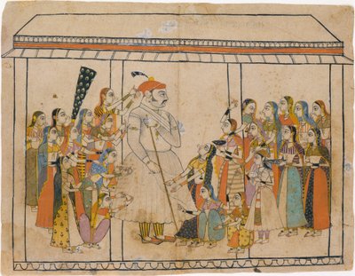 Maharaja Raj Singh Adorado por Suas Damas, ca. 1710-20. de Unbekannt