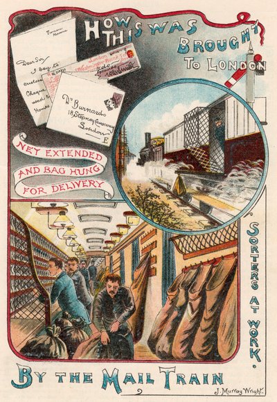 Trem postal transportando cartas para Londres de vilas e cidades na Grã-Bretanha, c1900 de Unbekannt