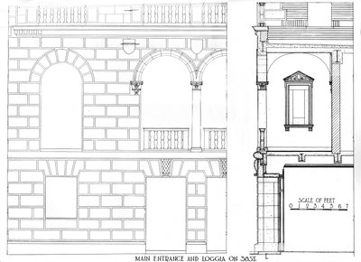 Entrada principal e loggia na 38 Street, Fraternity Clubs Building, Nova York, 1924 de Unbekannt