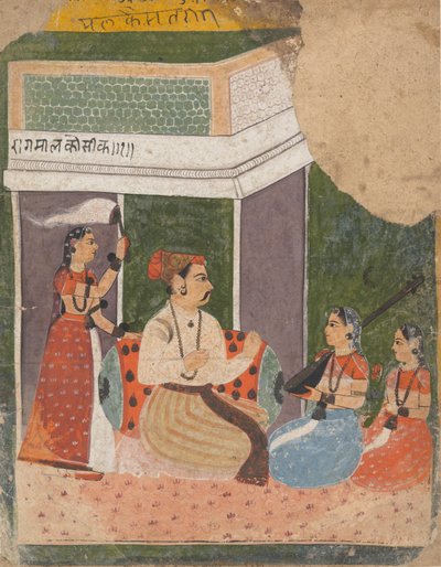 Malkos Raga: Página de uma série dispersa da série Ragamala de modos musicais, ca. 1640-50. de Unbekannt