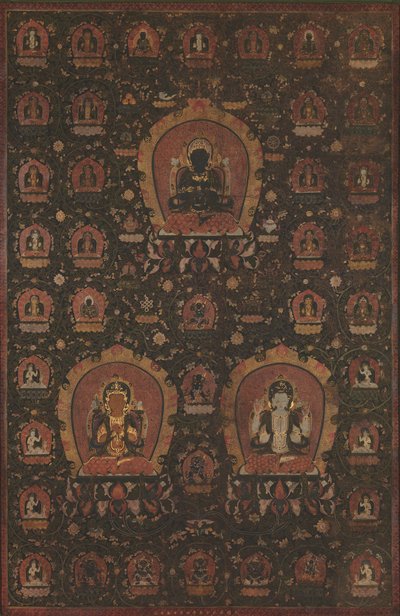 Mandal de Vajradhara, Manjushree e Shadakshari-Lokeshwar, datado de 1479. de Unbekannt