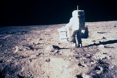 Voo Espacial Tripulado, EUA, Astronauta Edwin ÔBuzzÕ Aldrin da Apollo 11 da Apollo 11, na Lua de Unbekannt