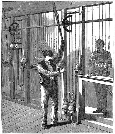 Fabricação de lâmpadas elétricas, c1883 1896 de Unbekannt