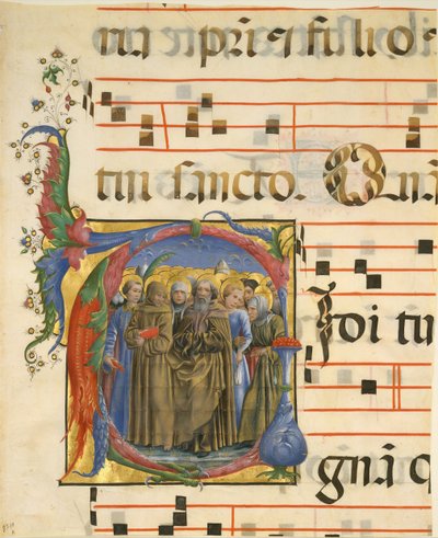 Iluminação Manuscrito com Todos os Santos em um V inicial, de um antifonário, italiano, 1450-60. de Unbekannt