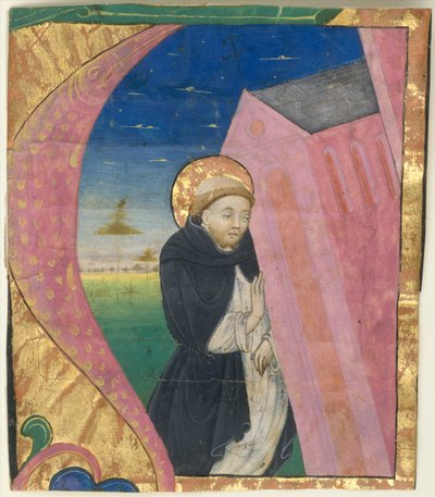 Manuscrito Iluminação com São Domingos Salvando a Igreja de São João...meados do século XV. de Unbekannt