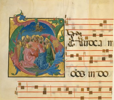 Iluminação Manuscrito com a Assunção da Virgem em uma inicial G..., italiano, 1450-60. de Unbekannt