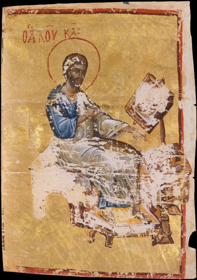 Iluminação do manuscrito com o evangelista Lucas, bizantino, final do século 13 e início do século 14. de Unbekannt
