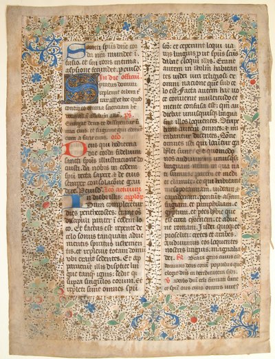 Folha Manuscrito de um Missal, francês, meados do século XV. de Unbekannt
