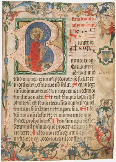 Folha Manuscrito de um Missal, final do século XV. de Unbekannt