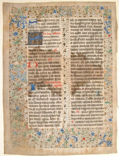 Folha Manuscrito de um Missal, meados do século XV. de Unbekannt