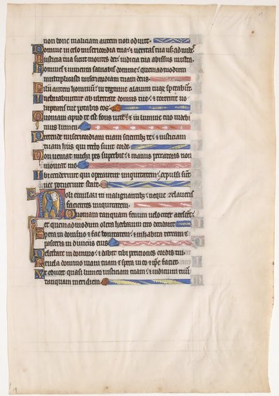 Folha Manuscrito de Saltério Real, século XIII. de Unbekannt