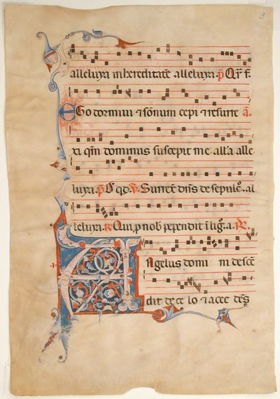 Folha Manuscrito com Inicial Foliada A, de um Antifonário, séc. XIV. de Unbekannt
