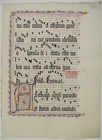 Folha Manuscrito com inicial A, de um antifonário, alemão, segundo quartel do século XV. de Unbekannt