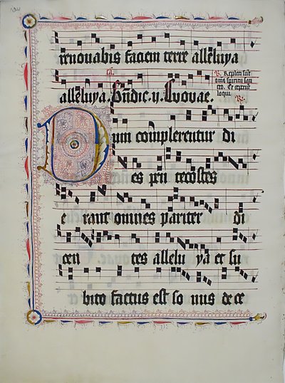 Folha Manuscrito com inicial D, de um antifonário, alemão, segundo quartel do século XV. de Unbekannt