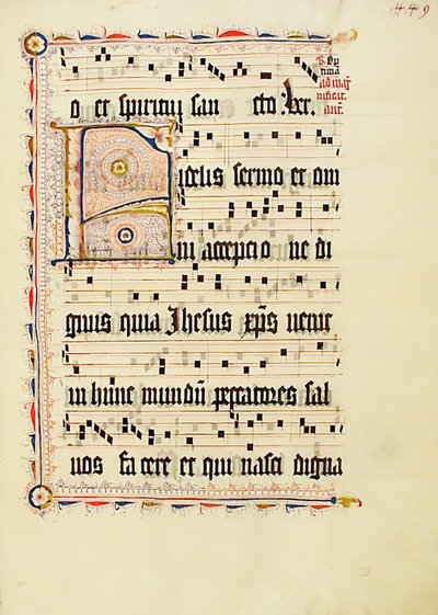 Folha Manuscrito com inicial F, de um antifonário, alemão, segundo quartel do século XV. de Unbekannt