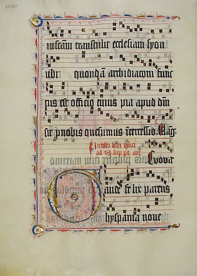 Folha Manuscrito com inicial G, de um antifonário, alemão, segundo quartel do século XV. de Unbekannt