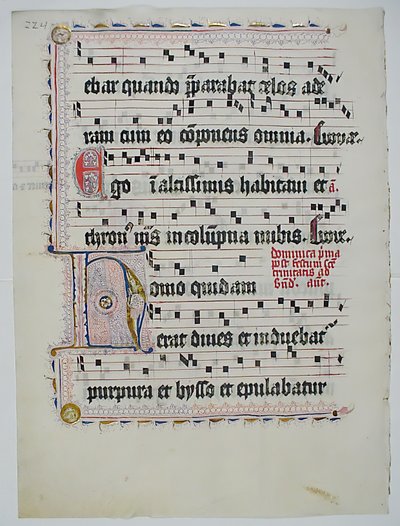 Folha manuscrita com inicial H, de um antifonário, alemão, segundo quartel do século XV. de Unbekannt