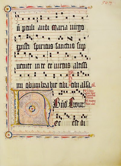 Folha Manuscrito com inicial H, de um antifonário, alemão, segundo quartel do século XV. de Unbekannt