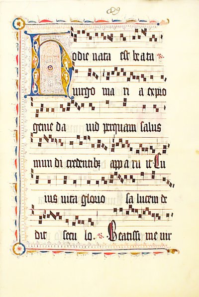 Folha Manuscrito com inicial H, de um antifonário, alemão, segundo quartel do século XV. de Unbekannt