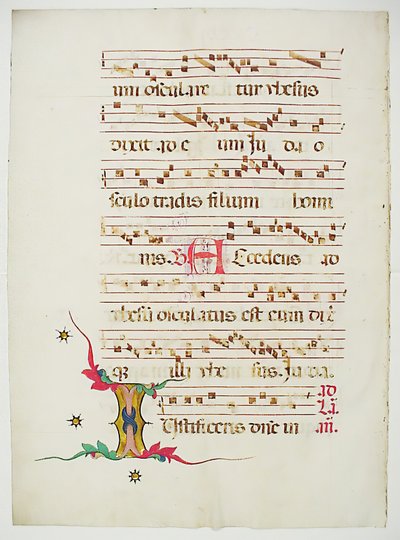 Folha Manuscrito com inicial I, de um antifonário, italiano, séc. XV. de Unbekannt